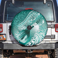 Personalised New Zealand Aotearoa Darts Masters Spare Tire Cover Maori Art Tattoo with Tribal Dart Symbol Teal Color - Polynesian Pride