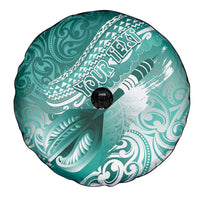 Personalised New Zealand Aotearoa Darts Masters Spare Tire Cover Maori Art Tattoo with Tribal Dart Symbol Teal Color - Polynesian Pride