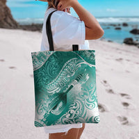 Personalised New Zealand Aotearoa Darts Masters Tote Bag Maori Art Tattoo with Tribal Dart Symbol Teal Color - Polynesian Pride