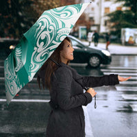 Personalised New Zealand Aotearoa Darts Masters Umbrella Maori Art Tattoo with Tribal Dart Symbol Teal Color - Polynesian Pride