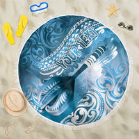 Personalised New Zealand Aotearoa Darts Masters Beach Blanket Maori Art Tattoo with Tribal Dart Symbol Blue - Polynesian Pride