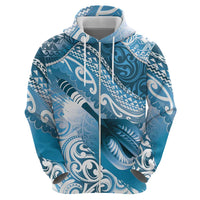 Personalised New Zealand Aotearoa Darts Masters Hoodie Maori Art Tattoo with Tribal Dart Symbol Blue - Polynesian Pride