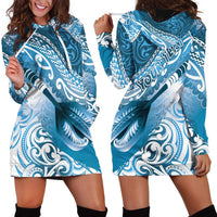 Personalised New Zealand Aotearoa Darts Masters Hoodie Dress Maori Art Tattoo with Tribal Dart Symbol Blue - Polynesian Pride