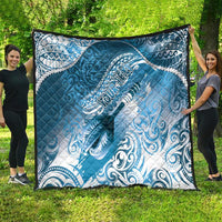 Personalised New Zealand Aotearoa Darts Masters Quilt Maori Art Tattoo with Tribal Dart Symbol Blue - Polynesian Pride