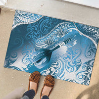 Personalised New Zealand Aotearoa Darts Masters Rubber Doormat Maori Art Tattoo with Tribal Dart Symbol Blue - Polynesian Pride