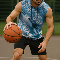 Personalised New Zealand Aotearoa Darts Masters Sleeveless Hoodie Maori Art Tattoo with Tribal Dart Symbol Blue - Polynesian Pride