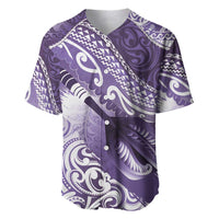 Personalised New Zealand Aotearoa Darts Masters Baseball Jersey Maori Art Tattoo with Tribal Dart Symbol Purple - Polynesian Pride