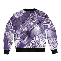 Personalised New Zealand Aotearoa Darts Masters Bomber Jacket Maori Art Tattoo with Tribal Dart Symbol Purple - Polynesian Pride