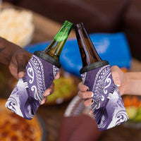 Personalised New Zealand Aotearoa Darts Masters 4 in 1 Can Cooler Tumbler Maori Art Tattoo with Tribal Dart Symbol Purple - Polynesian Pride