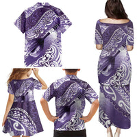 Personalised New Zealand Aotearoa Darts Masters Family Matching Puletasi and Hawaiian Shirt Maori Art Tattoo with Tribal Dart Symbol Purple - Polynesian Pride
