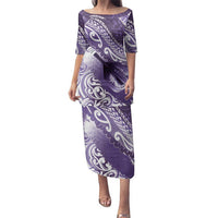 Personalised New Zealand Aotearoa Darts Masters Family Matching Puletasi and Hawaiian Shirt Maori Art Tattoo with Tribal Dart Symbol Purple - Polynesian Pride