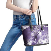 Personalised New Zealand Aotearoa Darts Masters Leather Tote Bag Maori Art Tattoo with Tribal Dart Symbol Purple - Polynesian Pride