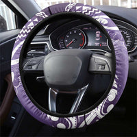 New Zealand Aotearoa Darts Masters Steering Wheel Cover Maori Art Tattoo with Tribal Dart Symbol Purple - Polynesian Pride
