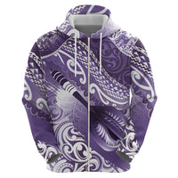 Personalised New Zealand Aotearoa Darts Masters Zip Hoodie Maori Art Tattoo with Tribal Dart Symbol Purple - Polynesian Pride