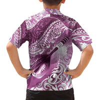 Personalised New Zealand Aotearoa Darts Masters Family Matching Off The Shoulder Long Sleeve Dress and Hawaiian Shirt Maori Art Tattoo with Tribal Dart Symbol Pink - Polynesian Pride