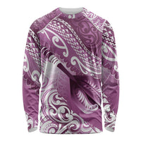 Personalised New Zealand Aotearoa Darts Masters Long Sleeve Shirt Maori Art Tattoo with Tribal Dart Symbol Pink - Polynesian Pride