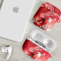 Personalised New Zealand Aotearoa Darts Masters AirPods Case Maori Art Tattoo with Tribal Dart Symbol Red - Polynesian Pride
