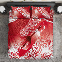 Personalised New Zealand Aotearoa Darts Masters Bedding Set Maori Art Tattoo with Tribal Dart Symbol Red - Polynesian Pride