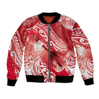Personalised New Zealand Aotearoa Darts Masters Bomber Jacket Maori Art Tattoo with Tribal Dart Symbol Red - Polynesian Pride