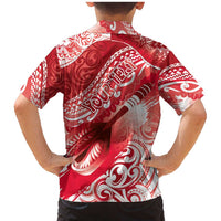 Personalised New Zealand Aotearoa Darts Masters Family Matching Mermaid Dress and Hawaiian Shirt Maori Art Tattoo with Tribal Dart Symbol Red - Polynesian Pride
