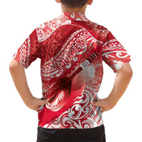 Personalised New Zealand Aotearoa Darts Masters Family Matching Puletasi and Hawaiian Shirt Maori Art Tattoo with Tribal Dart Symbol Red - Polynesian Pride