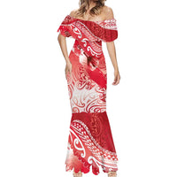 Personalised New Zealand Aotearoa Darts Masters Mermaid Dress Maori Art Tattoo with Tribal Dart Symbol Red - Polynesian Pride