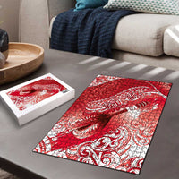 Personalised New Zealand Aotearoa Darts Masters Puzzle Maori Art Tattoo with Tribal Dart Symbol Red - Polynesian Pride