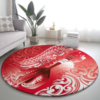 Personalised New Zealand Aotearoa Darts Masters Round Carpet Maori Art Tattoo with Tribal Dart Symbol Red - Polynesian Pride