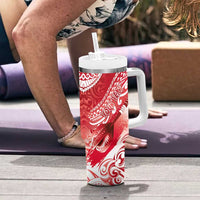 Personalised New Zealand Aotearoa Darts Masters Tumbler With Handle Maori Art Tattoo with Tribal Dart Symbol Red - Polynesian Pride