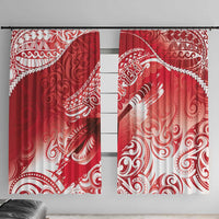 Personalised New Zealand Aotearoa Darts Masters Window Curtain Maori Art Tattoo with Tribal Dart Symbol Red - Polynesian Pride