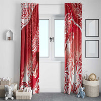 Personalised New Zealand Aotearoa Darts Masters Window Curtain Maori Art Tattoo with Tribal Dart Symbol Red - Polynesian Pride