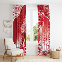 Personalised New Zealand Aotearoa Darts Masters Window Curtain Maori Art Tattoo with Tribal Dart Symbol Red - Polynesian Pride