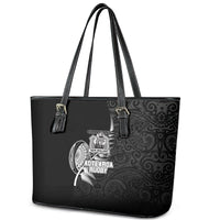 New Zealand World Cup 2023 Leather Tote Bag Aotearoa Champion Rugby with Silver Fern Maori Ethnic Pattern LT03 - Polynesian Pride