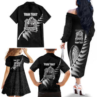 Custom New Zealand World Cup 2023 Family Matching Off Shoulder Long Sleeve Dress and Hawaiian Shirt Aotearoa Champion Rugby with Silver Fern Maori Ethnic Pattern LT03 - Polynesian Pride