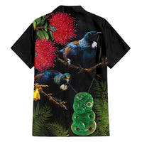 New Zealand Tui Family Matching Off The Shoulder Long Sleeve Dress and Hawaiian Shirt Guardians of the Hei Tiki - Maori Art and Plants