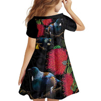 New Zealand Tui Family Matching Summer Maxi Dress and Hawaiian Shirt Guardians of the Hei Tiki - Maori Art and Plants