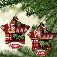 Hawaiian Christmas Ceramic Ornament - Mele Kalikimaka Island Holiday Vibes - Black Red