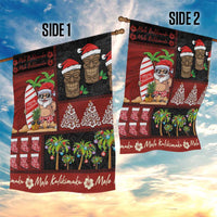 Hawaiian Christmas Garden Flag - Mele Kalikimaka Island Holiday Vibes - Black Red