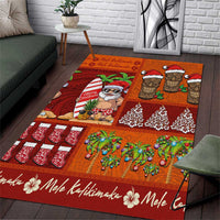 Hawaiian Christmas Area Rug - Mele Kalikimaka Island Holiday Vibes - Red Orange LT03 Red - Orange - Polynesian Pride