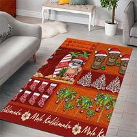 Hawaiian Christmas Area Rug - Mele Kalikimaka Island Holiday Vibes - Red Orange LT03 - Polynesian Pride