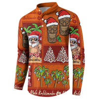 Hawaiian Christmas Button Sweatshirt - Mele Kalikimaka Island Holiday Vibes - Red Orange