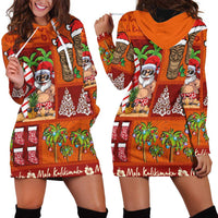 Hawaiian Christmas Hoodie Dress - Mele Kalikimaka Island Holiday Vibes - Red Orange LT03 - Polynesian Pride
