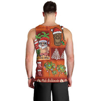 Hawaiian Christmas Men Tank Top - Mele Kalikimaka Island Holiday Vibes - Red Orange