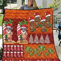 Hawaiian Christmas Quilt - Mele Kalikimaka Island Holiday Vibes - Red Orange LT03 Red - Orange - Polynesian Pride