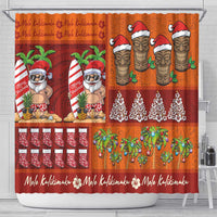 Hawaiian Christmas Shower Curtain - Mele Kalikimaka Island Holiday Vibes - Red Orange LT03 - Polynesian Pride