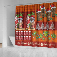Hawaiian Christmas Shower Curtain - Mele Kalikimaka Island Holiday Vibes - Red Orange LT03 - Polynesian Pride