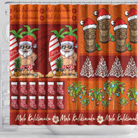 Hawaiian Christmas Shower Curtain - Mele Kalikimaka Island Holiday Vibes - Red Orange LT03 - Polynesian Pride