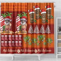 Hawaiian Christmas Shower Curtain - Mele Kalikimaka Island Holiday Vibes - Red Orange LT03 - Polynesian Pride