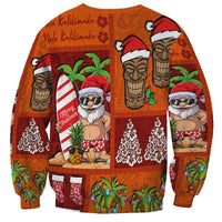 Hawaiian Christmas Sweatshirt - Mele Kalikimaka Island Holiday Vibes - Red Orange