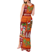 Hawaiian Christmas Tank Maxi Dress - Mele Kalikimaka Island Holiday Vibes - Red Orange